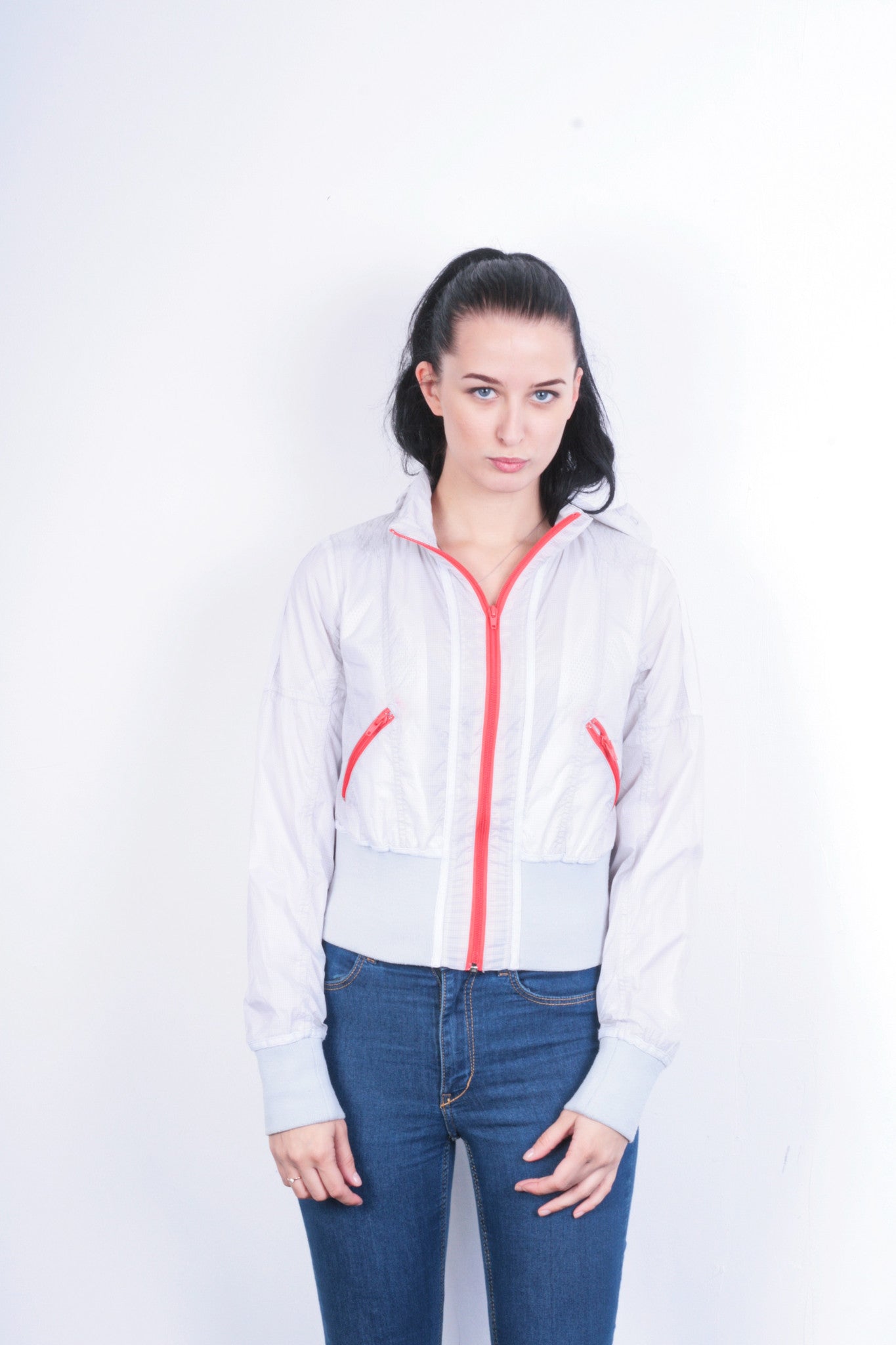 River Island Womens 12 L Jacket Silver Hood Nylon Waterproof - RetrospectClothes