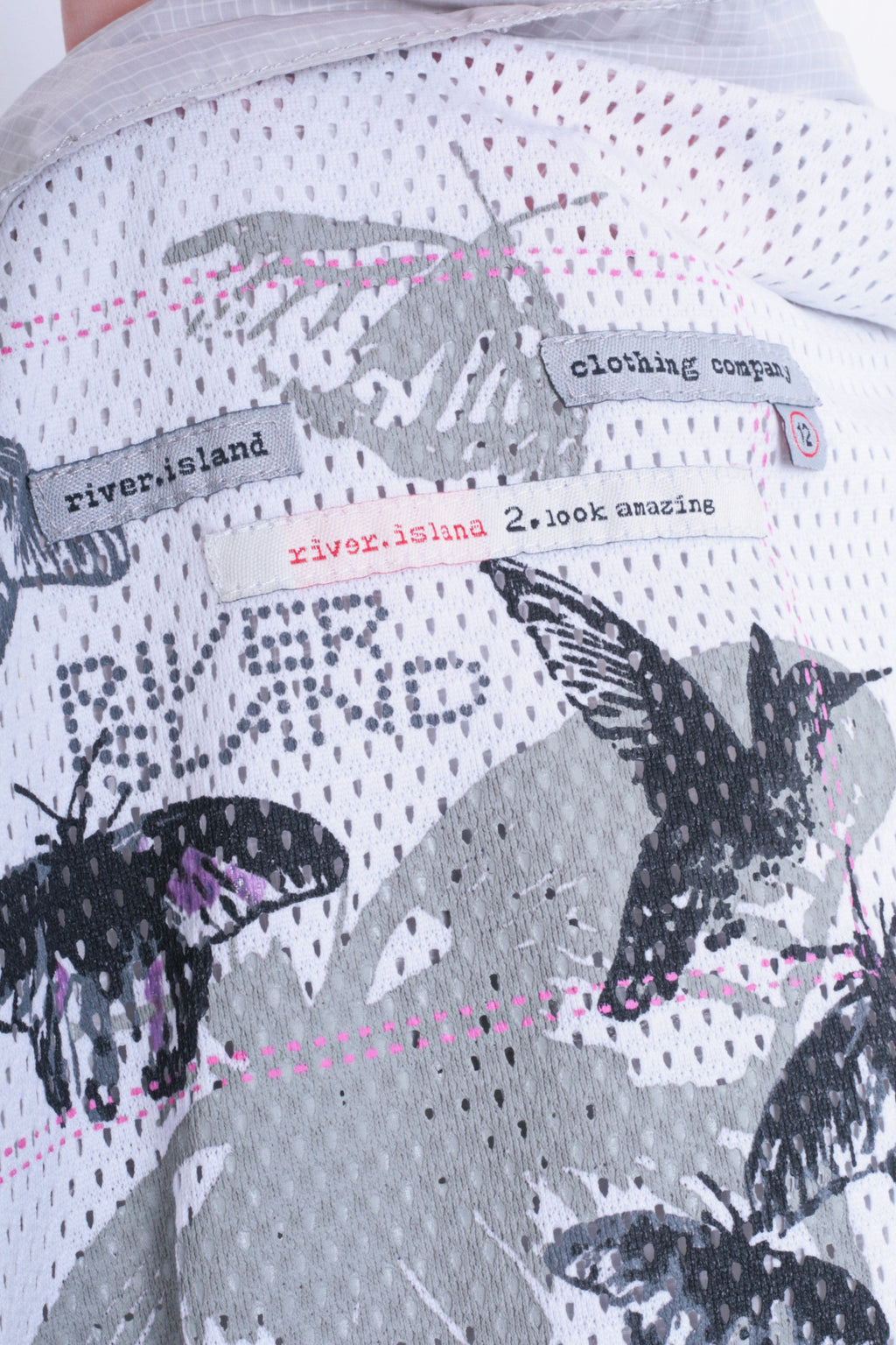 River Island Womens 12 L Jacket Silver Hood Nylon Waterproof - RetrospectClothes