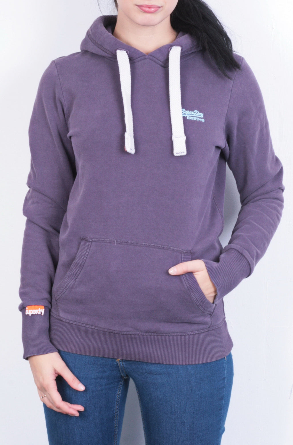 Superdry Womens S Sweatshirt Hood Purple Cotton - RetrospectClothes