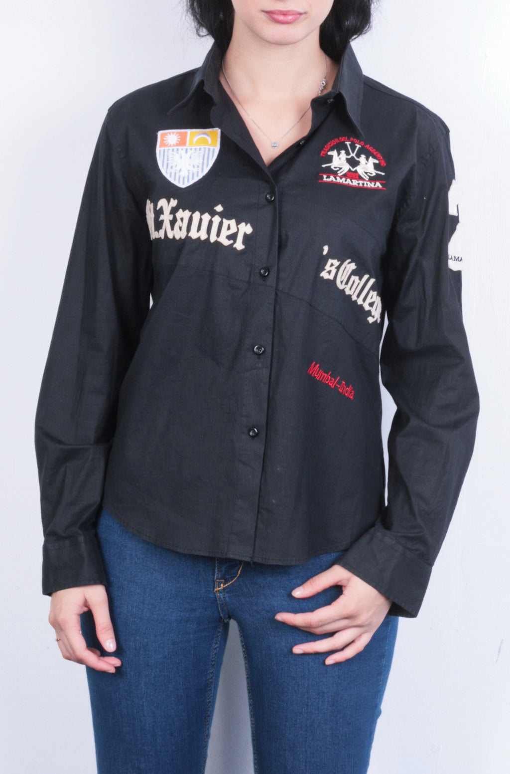 La Martina Womens XXL Casual Shirt Black Argentino Buenos Aires Cotton - RetrospectClothes