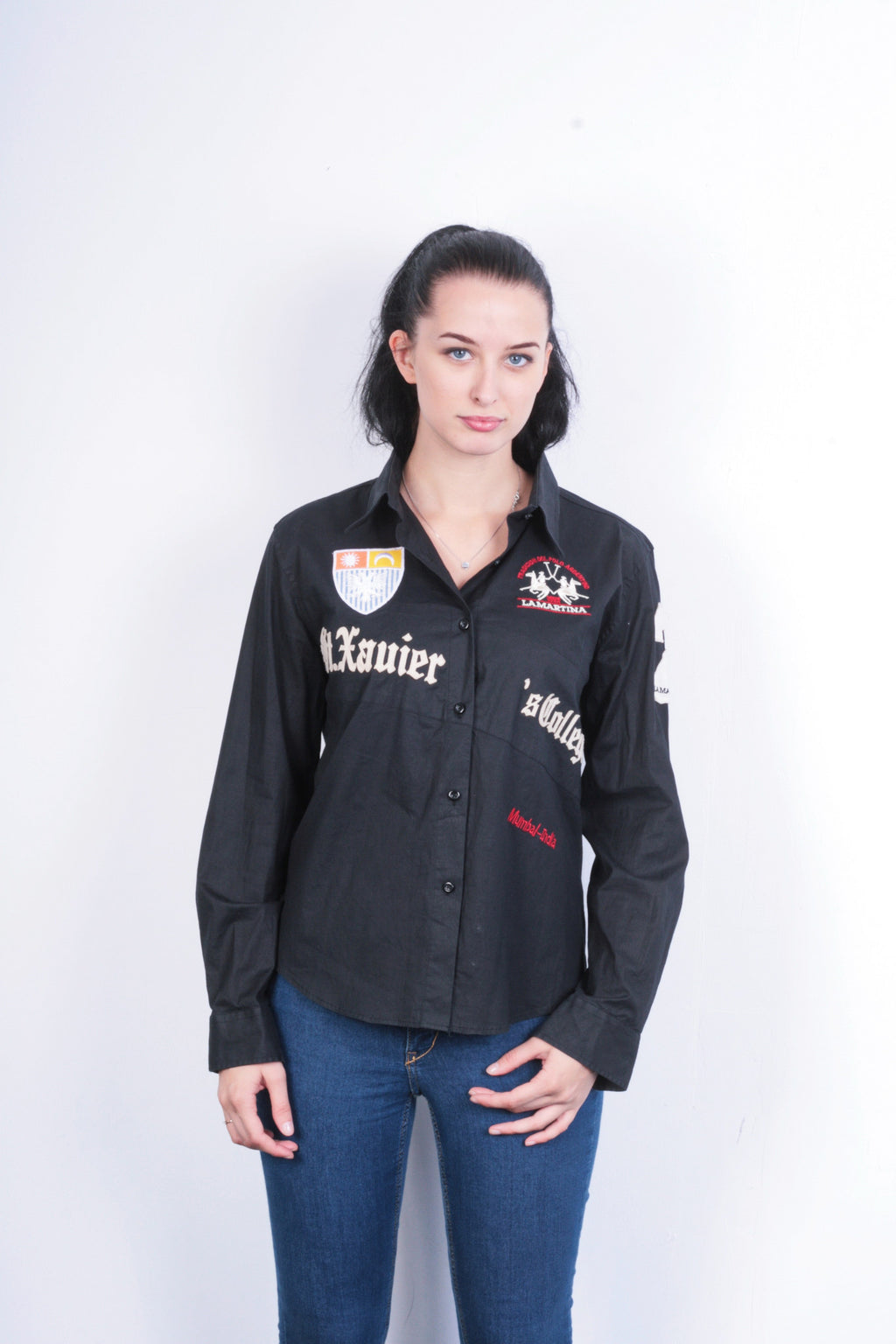 La Martina Womens XXL Casual Shirt Black Argentino Buenos Aires Cotton - RetrospectClothes