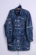 Vintage Womens 40 L Jacket Blue Full Zipper Parka
