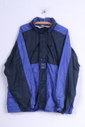 Marcel Clair Mens XL Jacket Blue Retro Nylon Hidden Hood Rain Coat