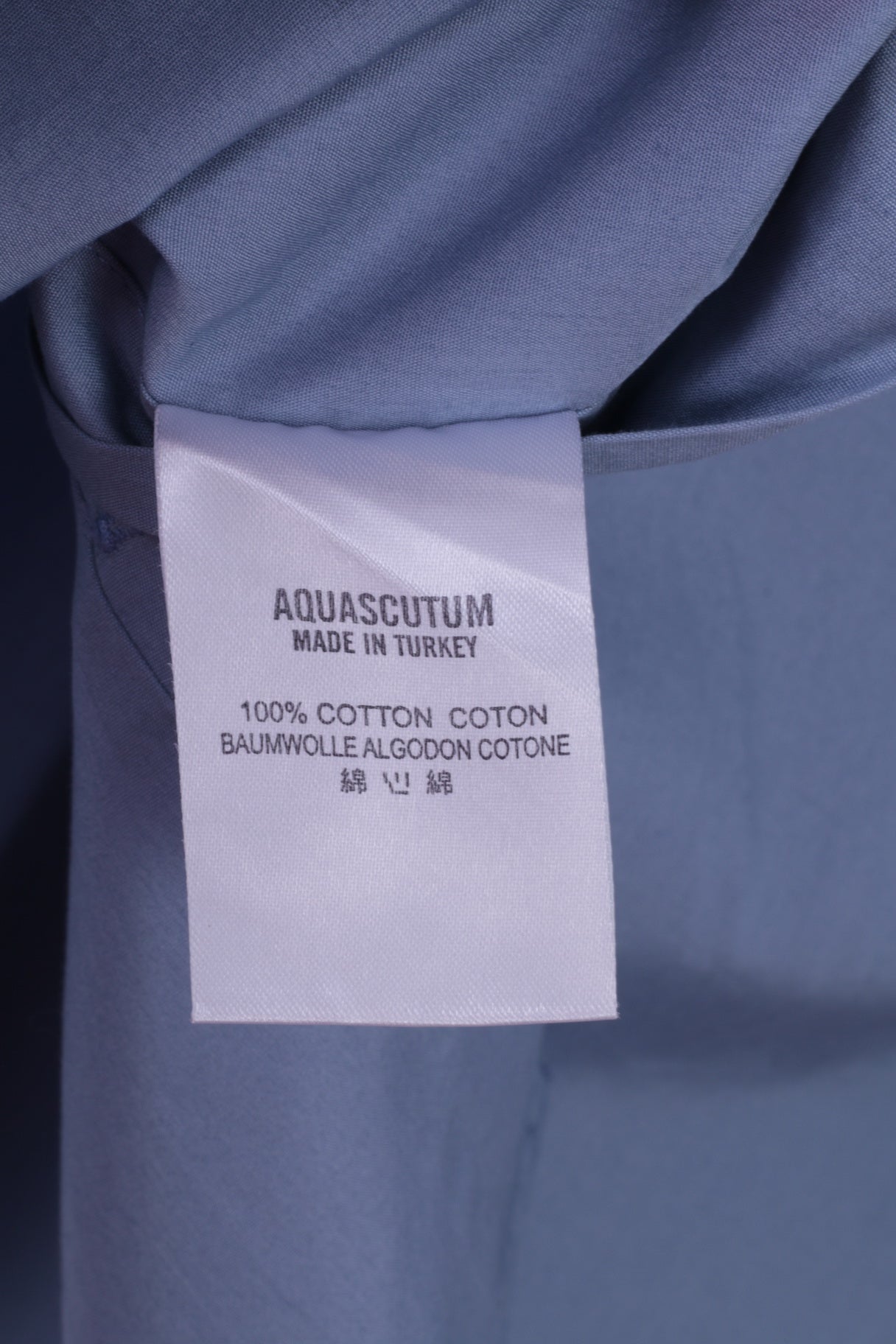 Aquascutum Hommes 16 S Chemise décontractée Bleu Slim Fit Coton Manches Longues Haut Uni
