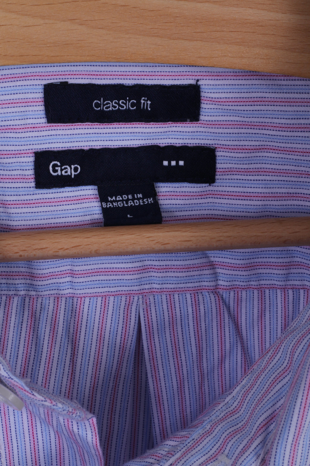 Gap Camicia casual da uomo L in cotone a righe blu, vestibilità classica, manica lunga