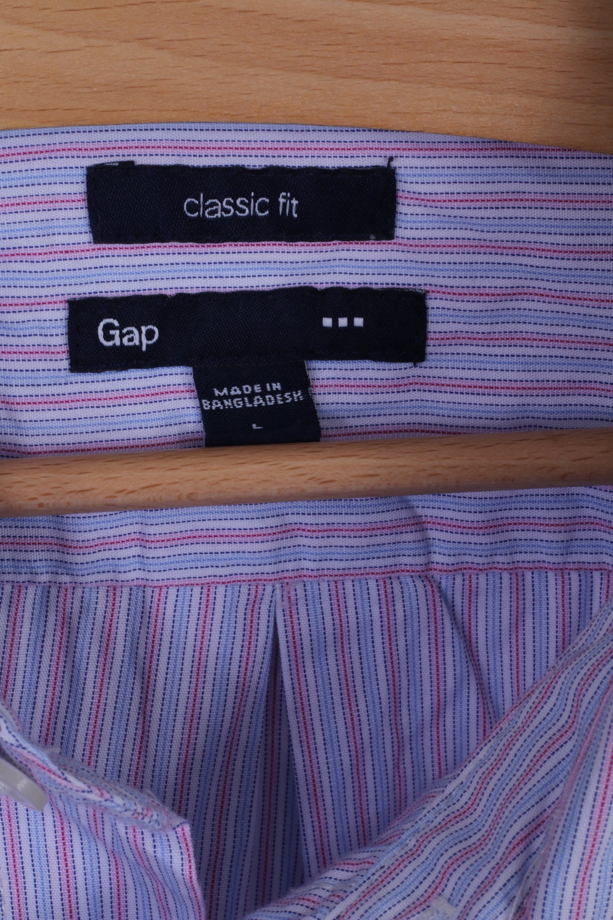Gap Camicia casual da uomo L in cotone a righe blu, vestibilità classica, manica lunga