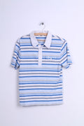 Penguin Mens M Polo Shirt White Short Sleeve Cotton Striped