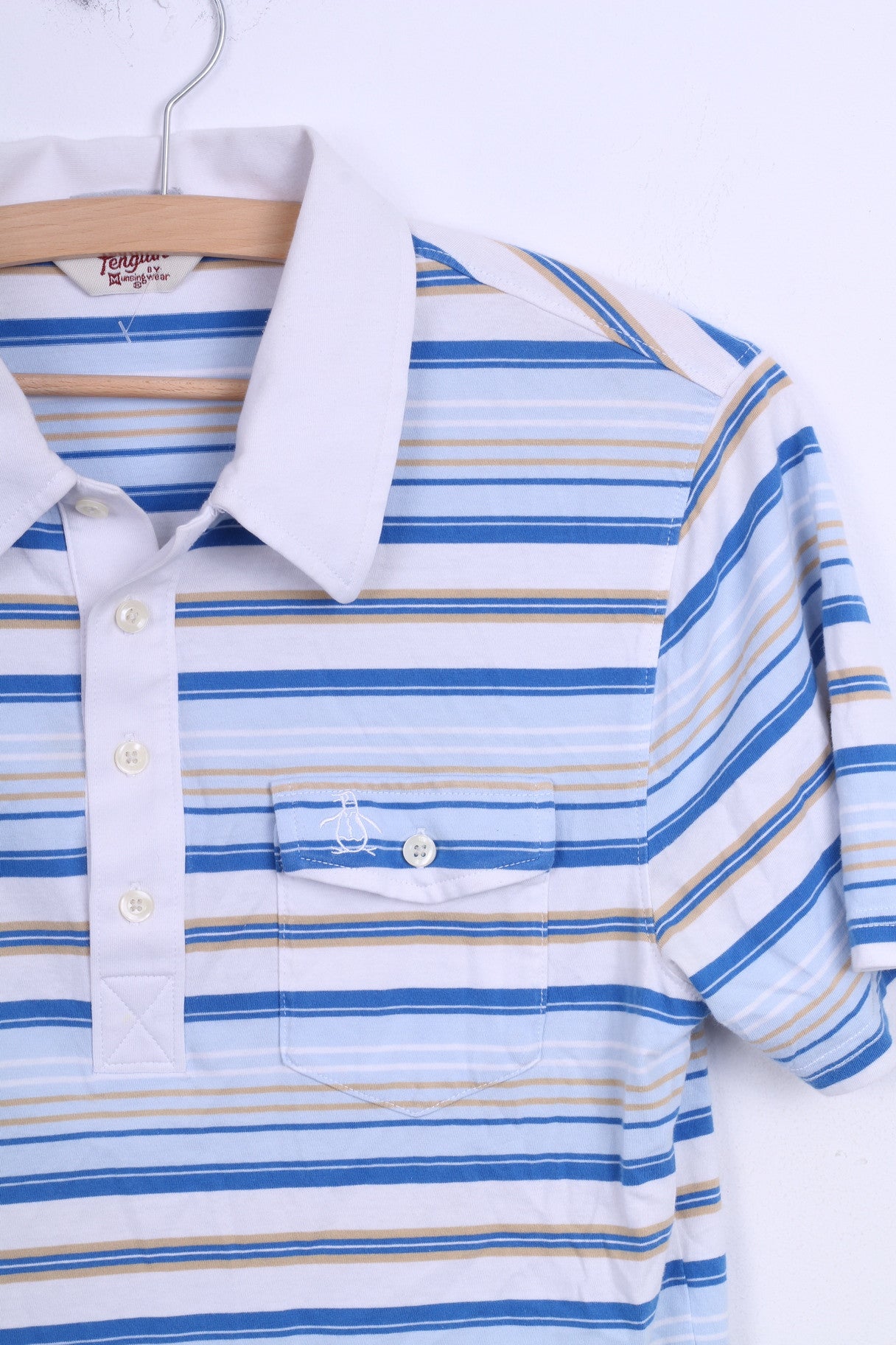 Penguin Polo M Homme Blanc Manches Courtes Coton Rayé