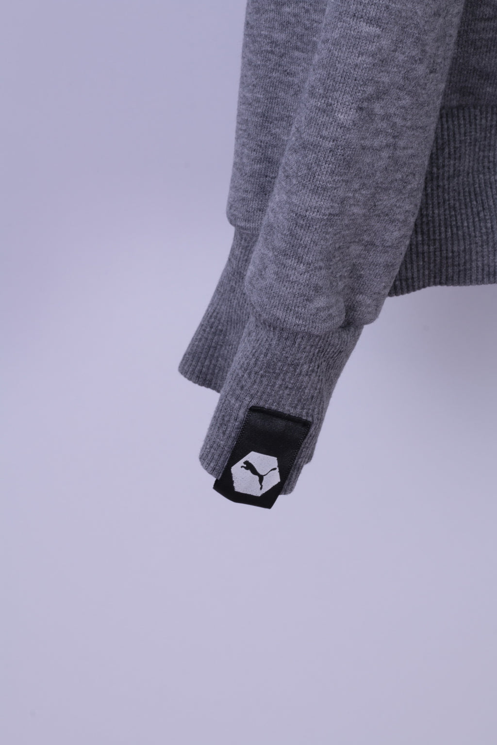 PUMA Mens XL Sweatshirt Grey Cotton Blue Logo Hooded Kangaroo Pocket Hoodie