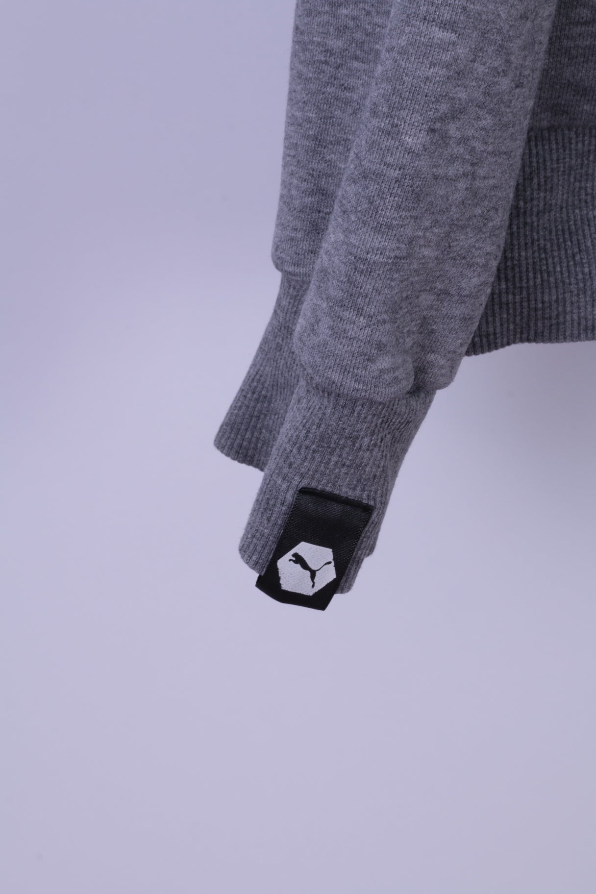 PUMA Mens XL Sweatshirt Grey Cotton Blue Logo Hooded Kangaroo Pocket Hoodie