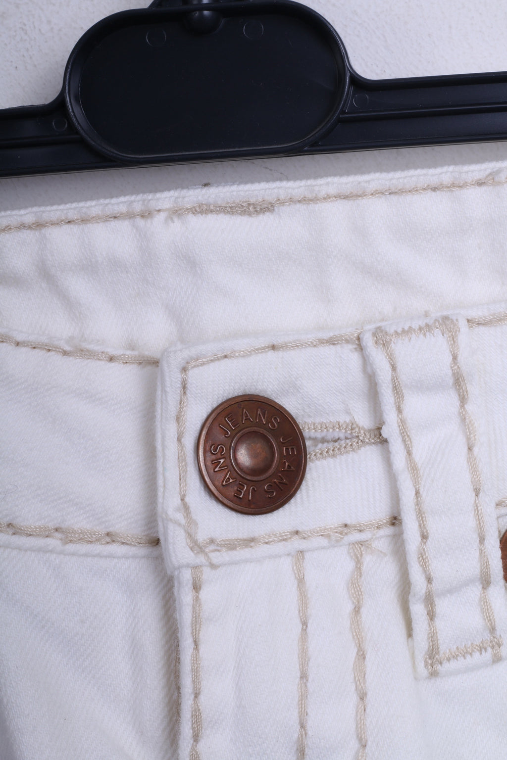 New Bisou Deve Womens Trousers 36 S Jeans Cream Cotton