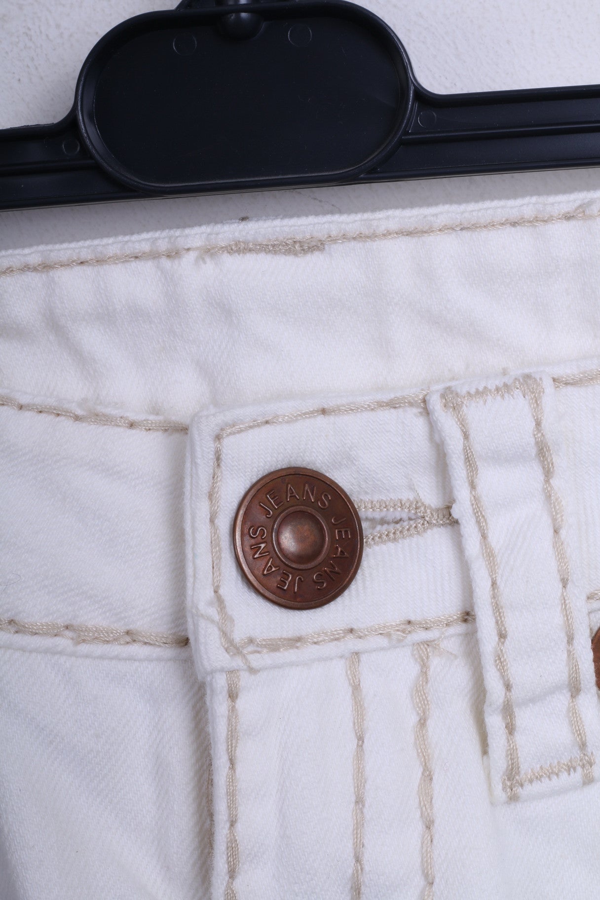 New Bisou Deve Womens Trousers 36 S Jeans Cream Cotton