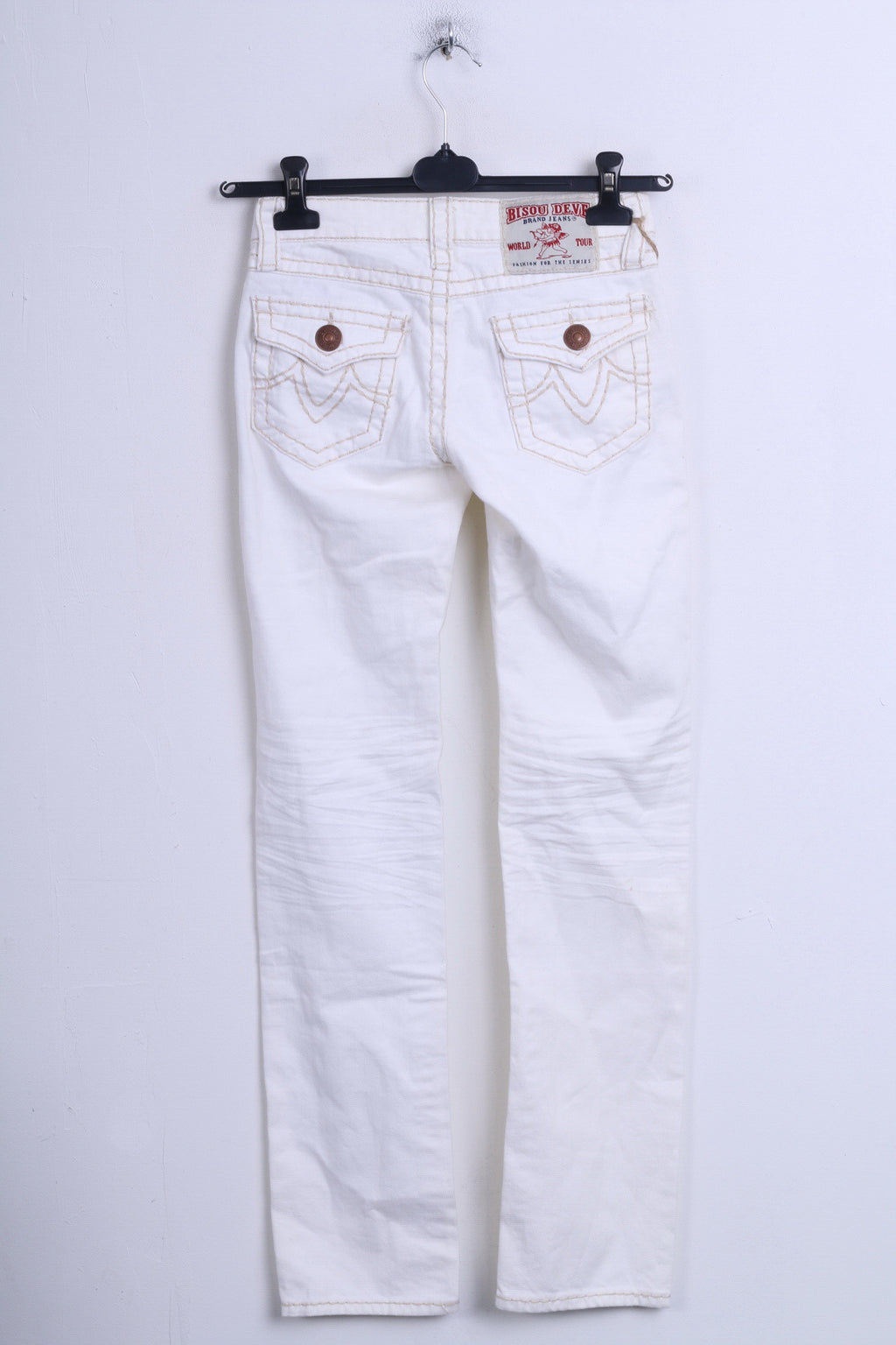 New Bisou Deve Womens Trousers 36 S Jeans Cream Cotton