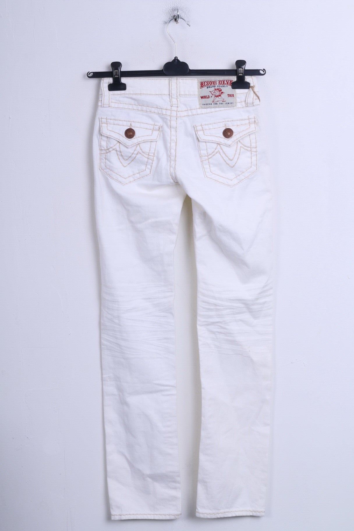 New Bisou Deve Womens Trousers 36 S Jeans Cream Cotton