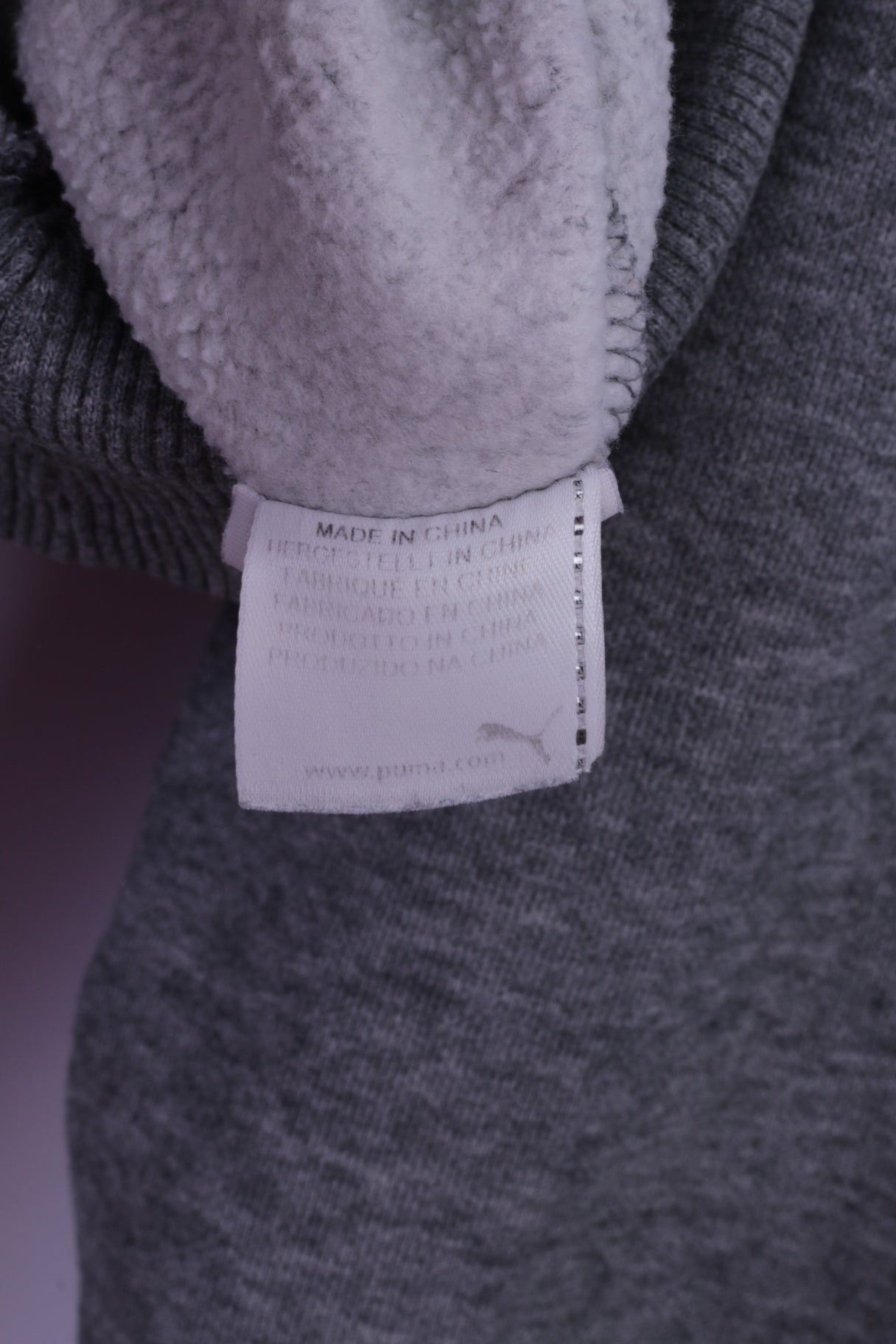 PUMA Mens XL Sweatshirt Grey Cotton Blue Logo Hooded Kangaroo Pocket Hoodie