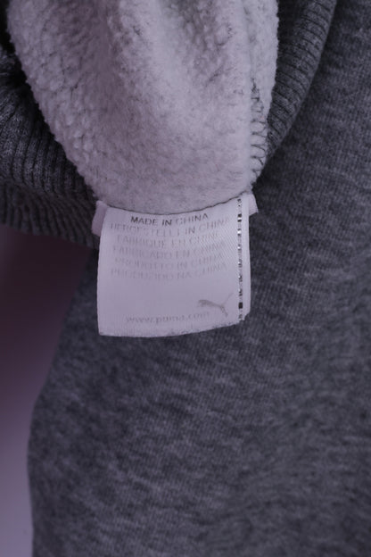PUMA Sweat à capuche XL en coton gris avec logo bleu pour homme avec poche kangourou