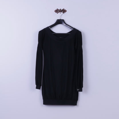 Mini abito Per Chi da donna 42 S, tunica girocollo in cotone elasticizzato nero