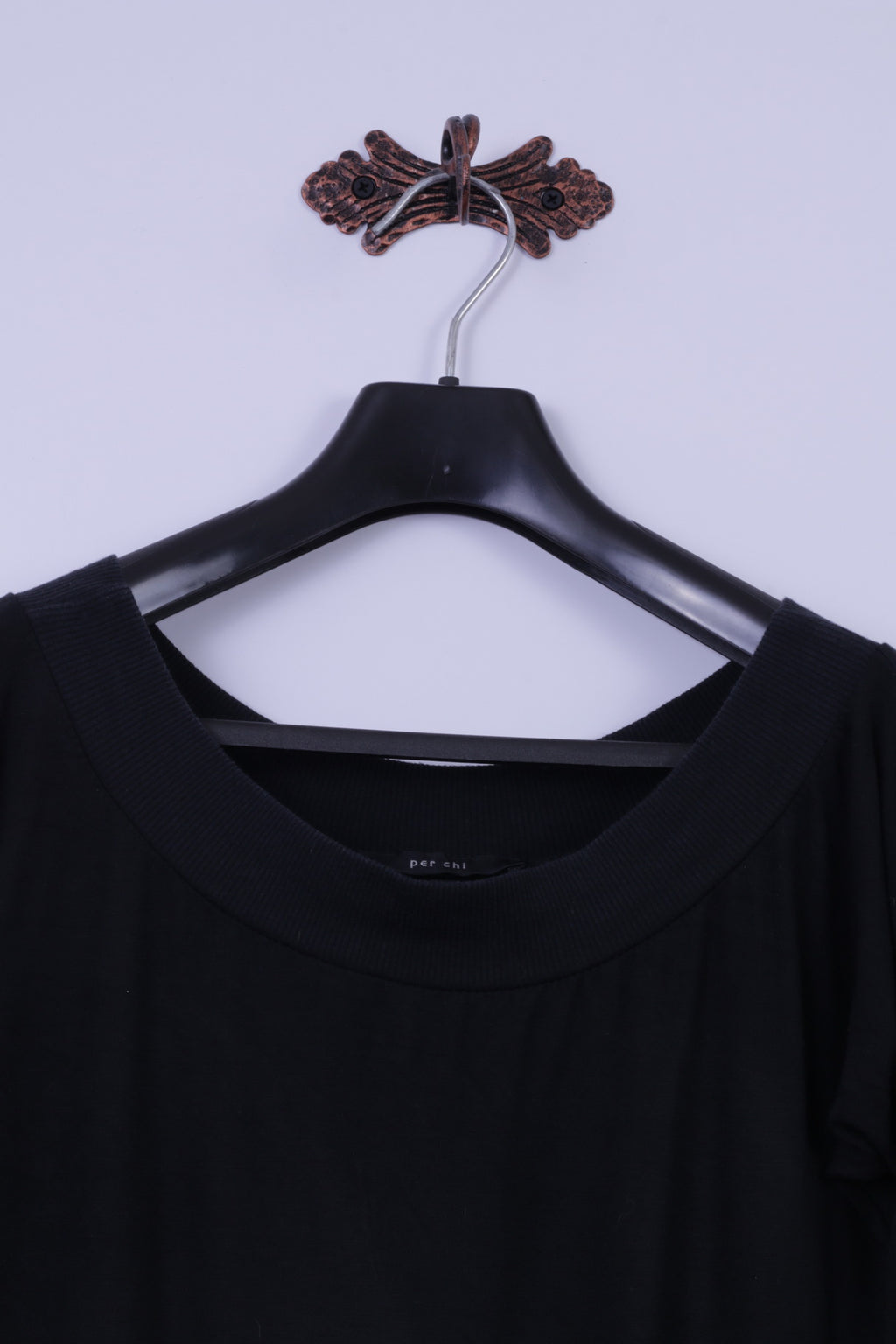 Per Chi Mini robe noire en coton extensible à col rond pour femme 42 S