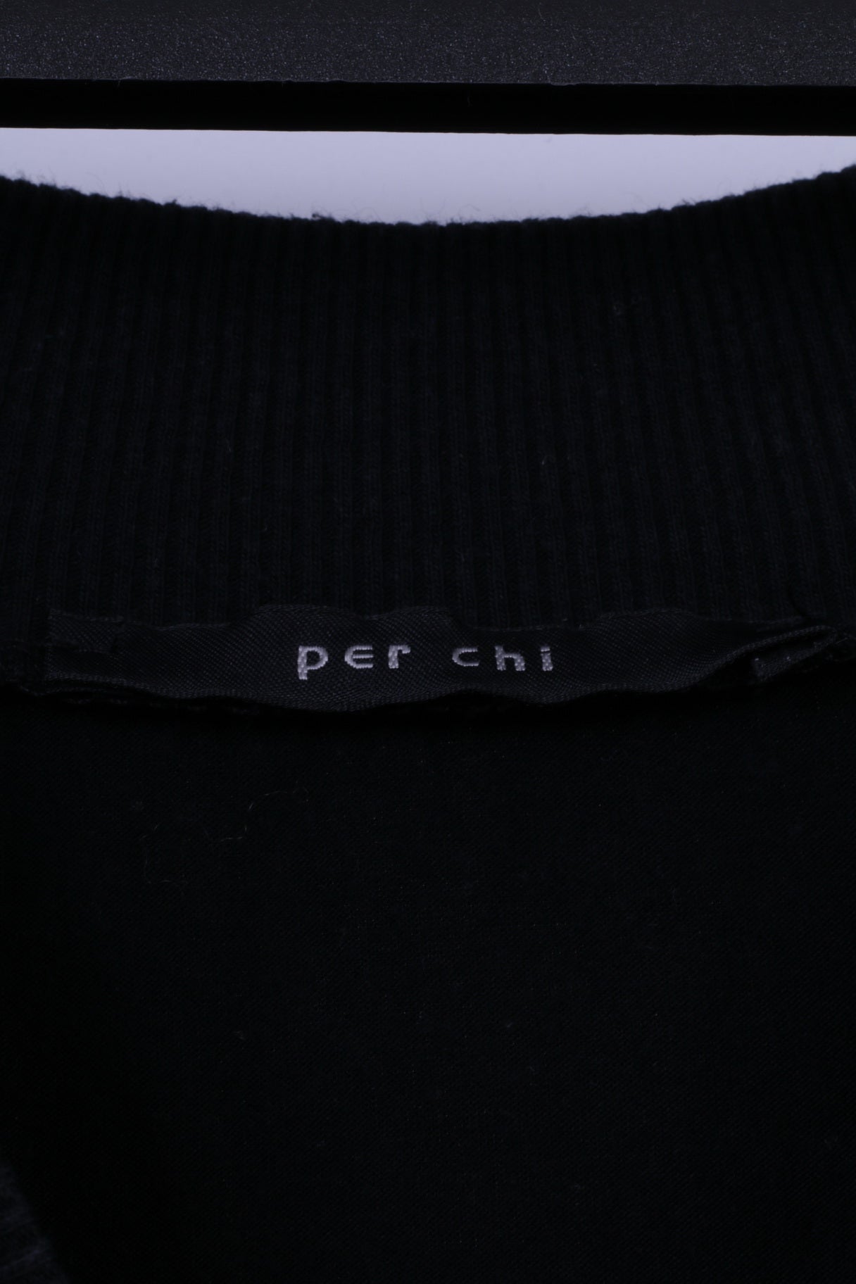 Per Chi Womens 42 S Mini Dress Black Stretch Cotton Crew Neck Fit Tunic