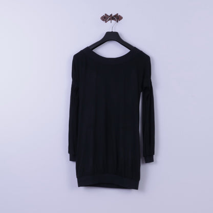 Per Chi Mini robe noire en coton extensible à col rond pour femme 42 S