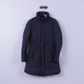 Replay Giacca da donna L (M) Parka casual con cerniera lunga lunga blu scuro con cappuccio nascosto
