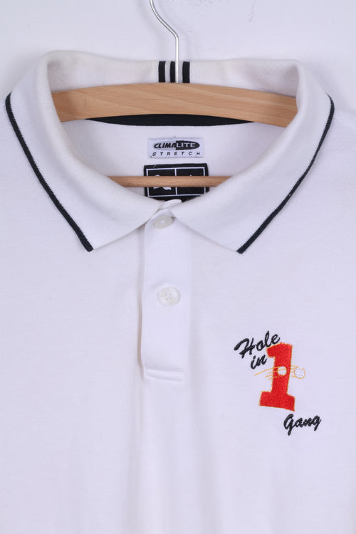 Adidas Polo XL Homme Blanc Climalite Stretch Cotton Trou en 1 gang