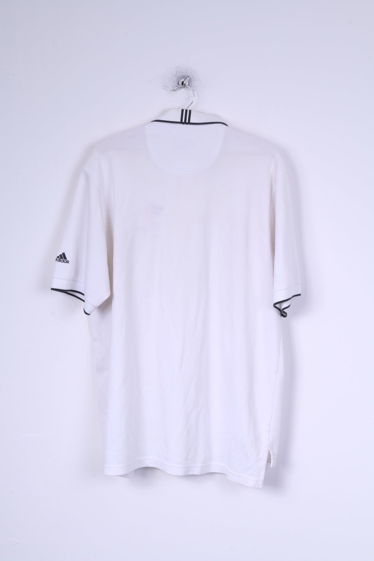 Adidas Mens XL Polo Shirt White Climalite Stretch Cotton Hole in 1 gang