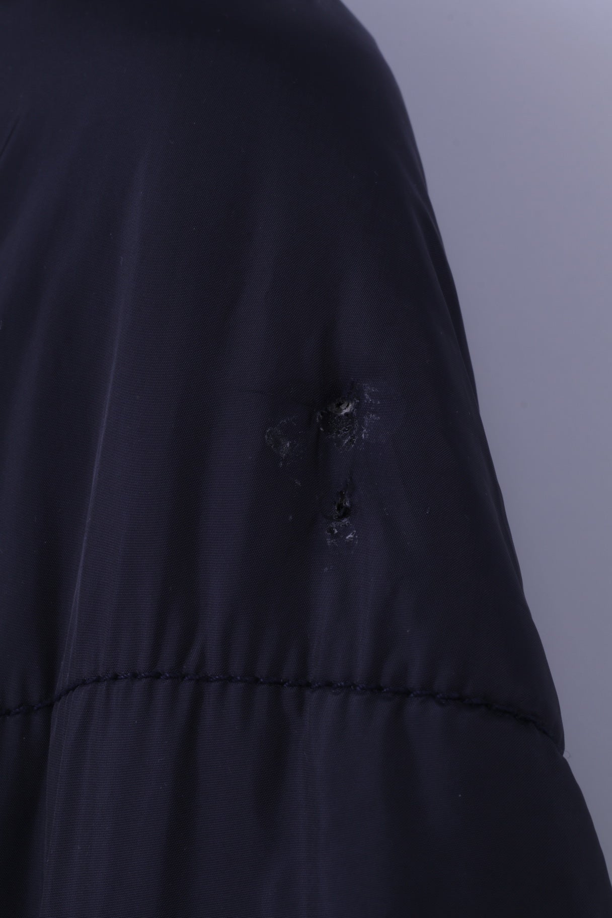 Replay Womens L (M) Jacket Navy Long Full Zipper Hidden Hood Casual Parka Top
