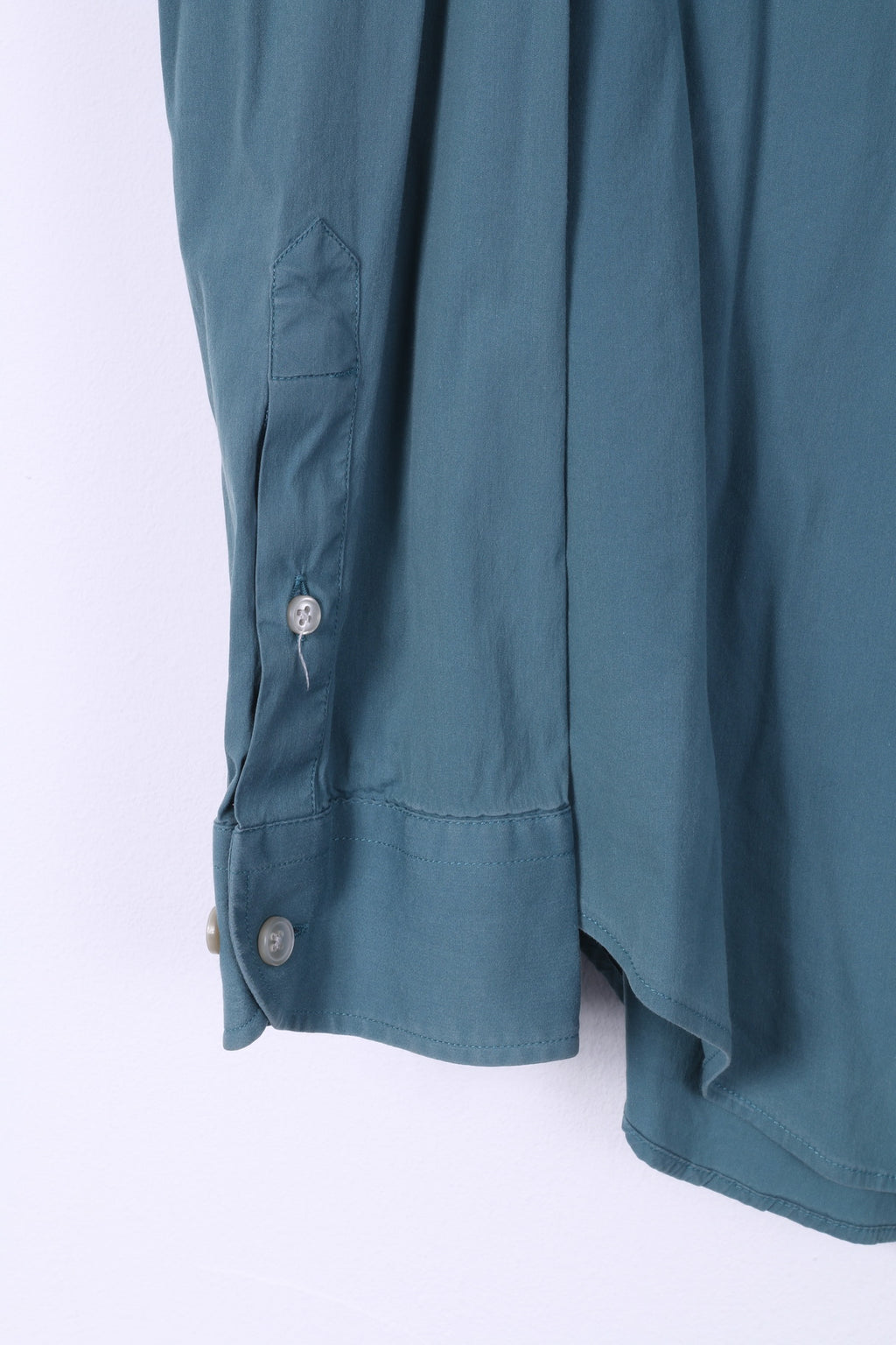 Armani Collezioni Camicia casual da uomo M Top tinta unita in cotone blu mare