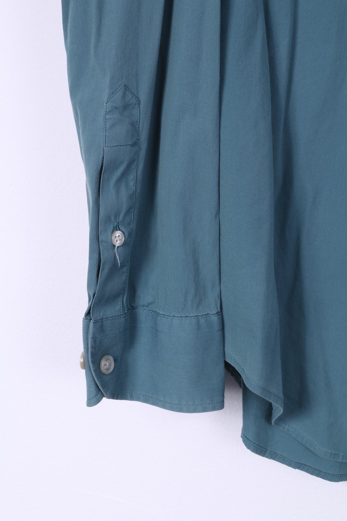 Armani Collezioni Camicia casual da uomo M Top tinta unita in cotone blu mare