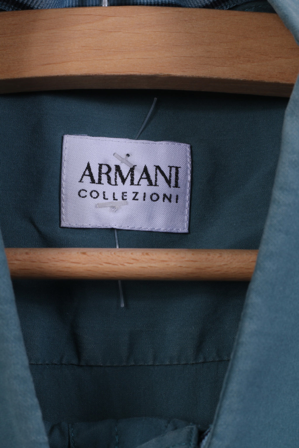 Armani Collezioni Camicia casual da uomo M Top tinta unita in cotone blu mare