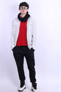 All Saints Mens L Casual Shirt Check White Grey Cotton Long Sleeve - RetrospectClothes