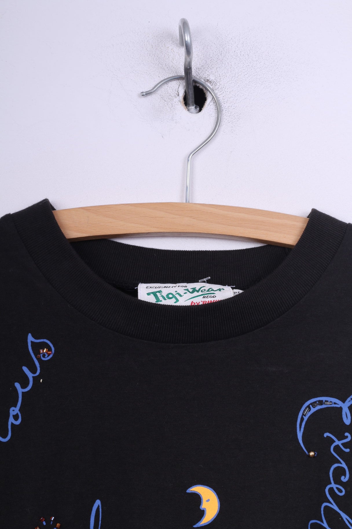 Tigi-Wear by Rinku T-shirt da donna taglia unica con grafica in cotone nero 