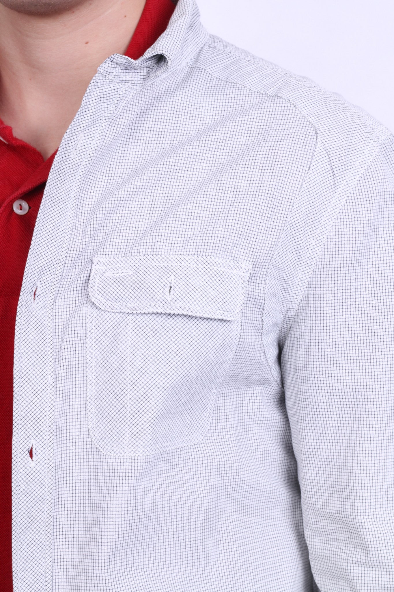 All Saints Mens L Casual Shirt Check White Grey Cotton Long Sleeve - RetrospectClothes