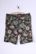 River Island Short 30 Casual Palms Print Cotton Femme Vert