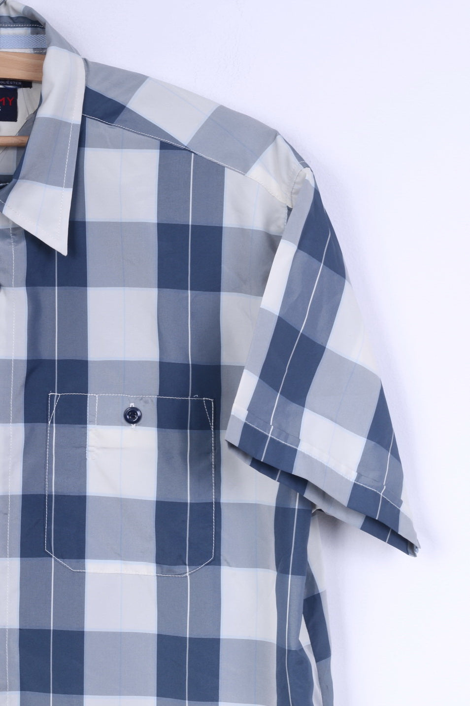 Tommy Hilfiger Jeans Mens S Casual Shirt Check Blue Short Sleeve Summer