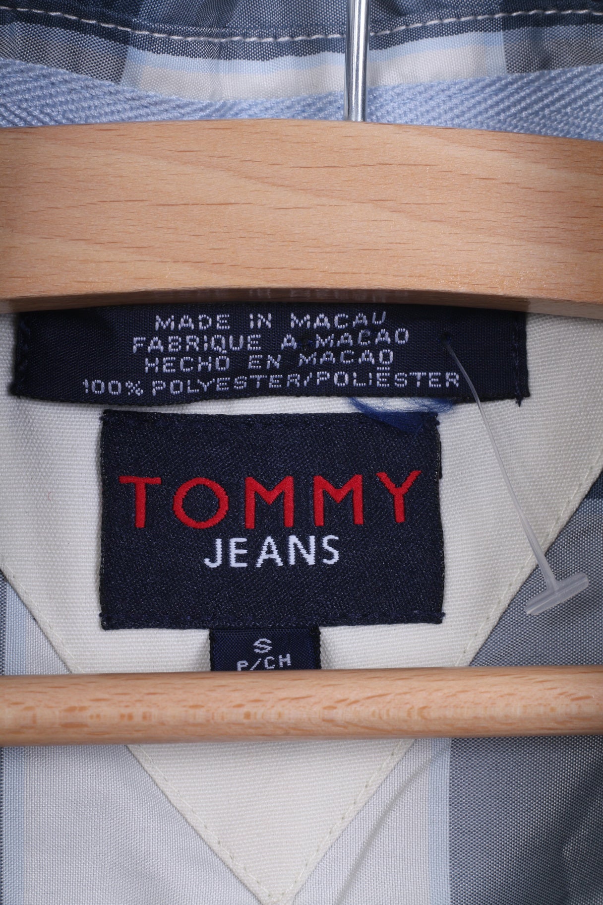 Tommy Hilfiger Jeans Mens S Casual Shirt Check Blue Short Sleeve Summer