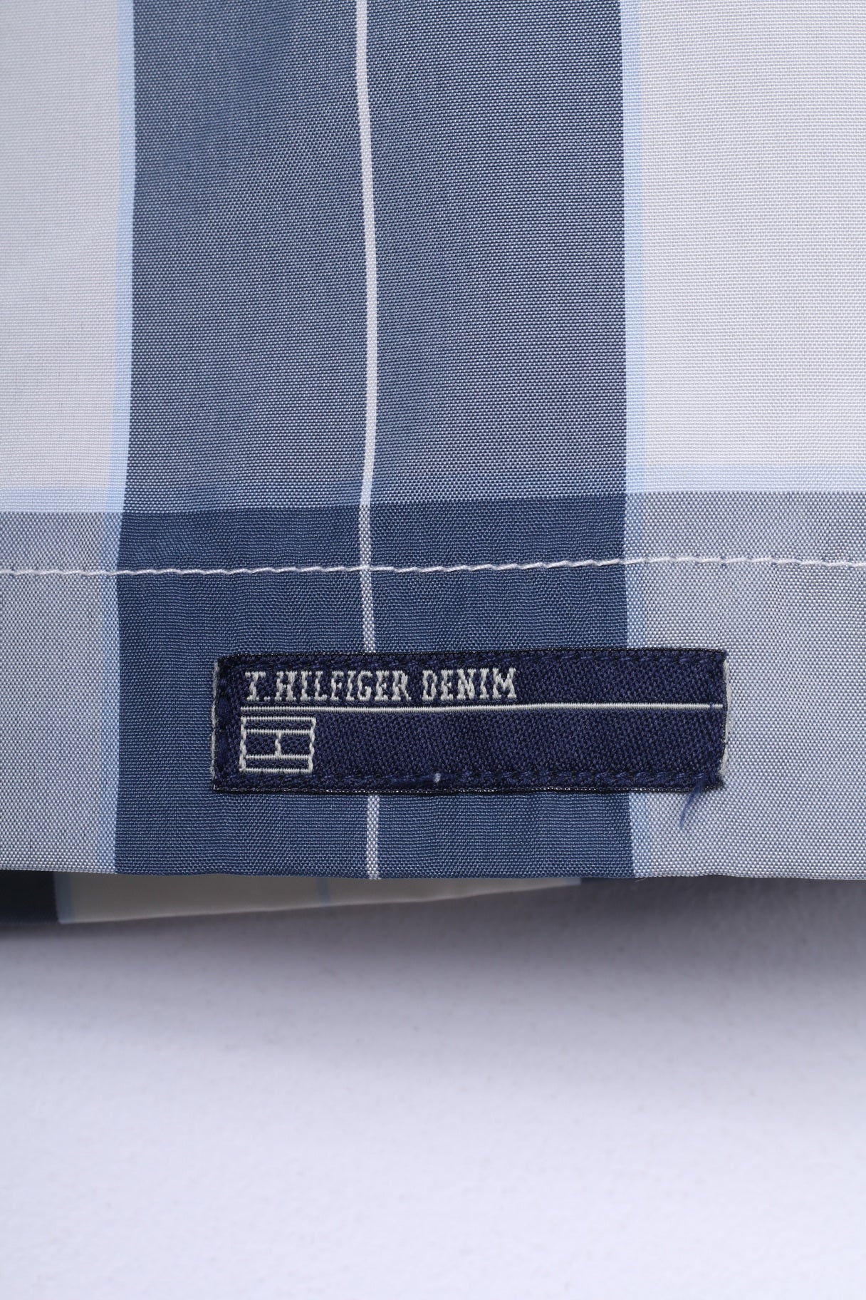 Tommy Hilfiger Jeans Mens S Casual Shirt Check Blue Short Sleeve Summer