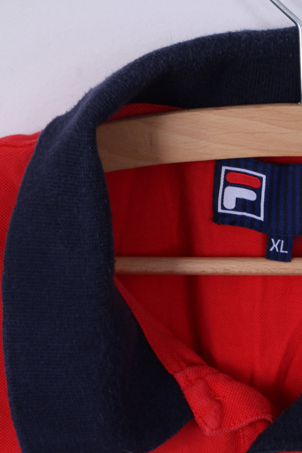 Fila Mens XL Polo Shirt Red Cotton Great Britain Detailed Buttons