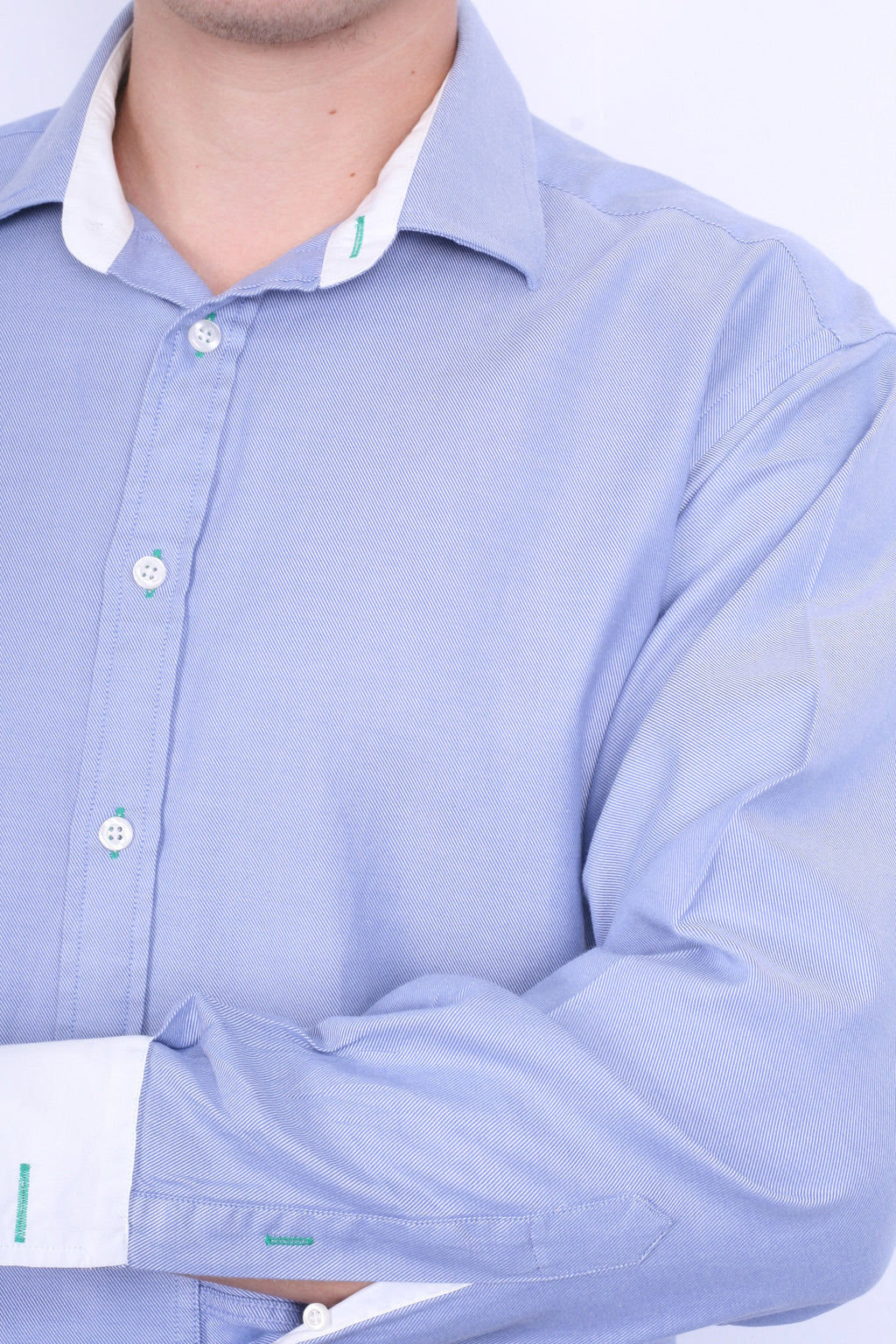 T.M. Lewin Mens 16.5/34.5 XXL Casual Shirt Blue Slim Fit Cotton - RetrospectClothes