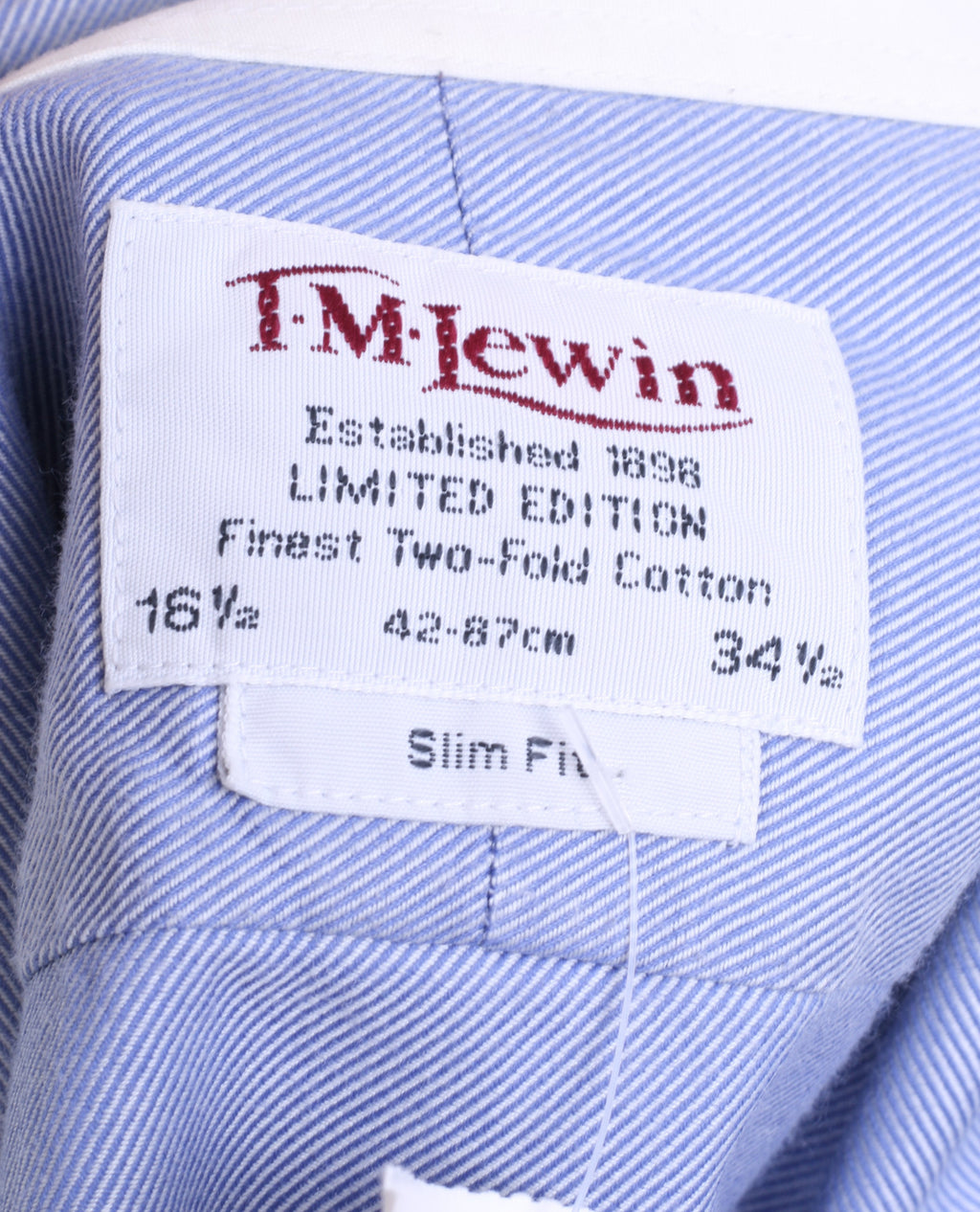 T.M. Lewin Mens 16.5/34.5 XXL Casual Shirt Blue Slim Fit Cotton - RetrospectClothes