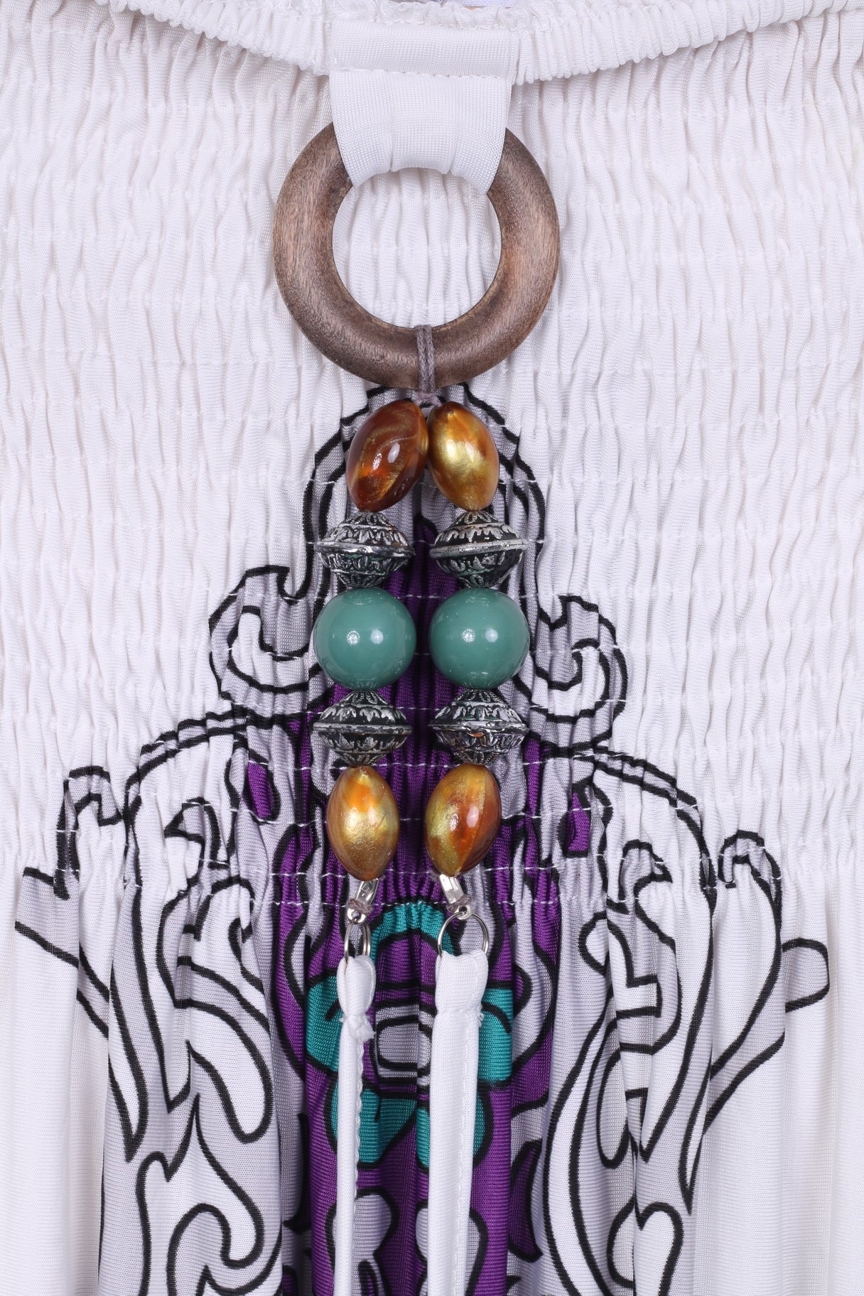 Love U.S.A Womens S/M Mini Dress Halter Neck Printed Summer Beach White