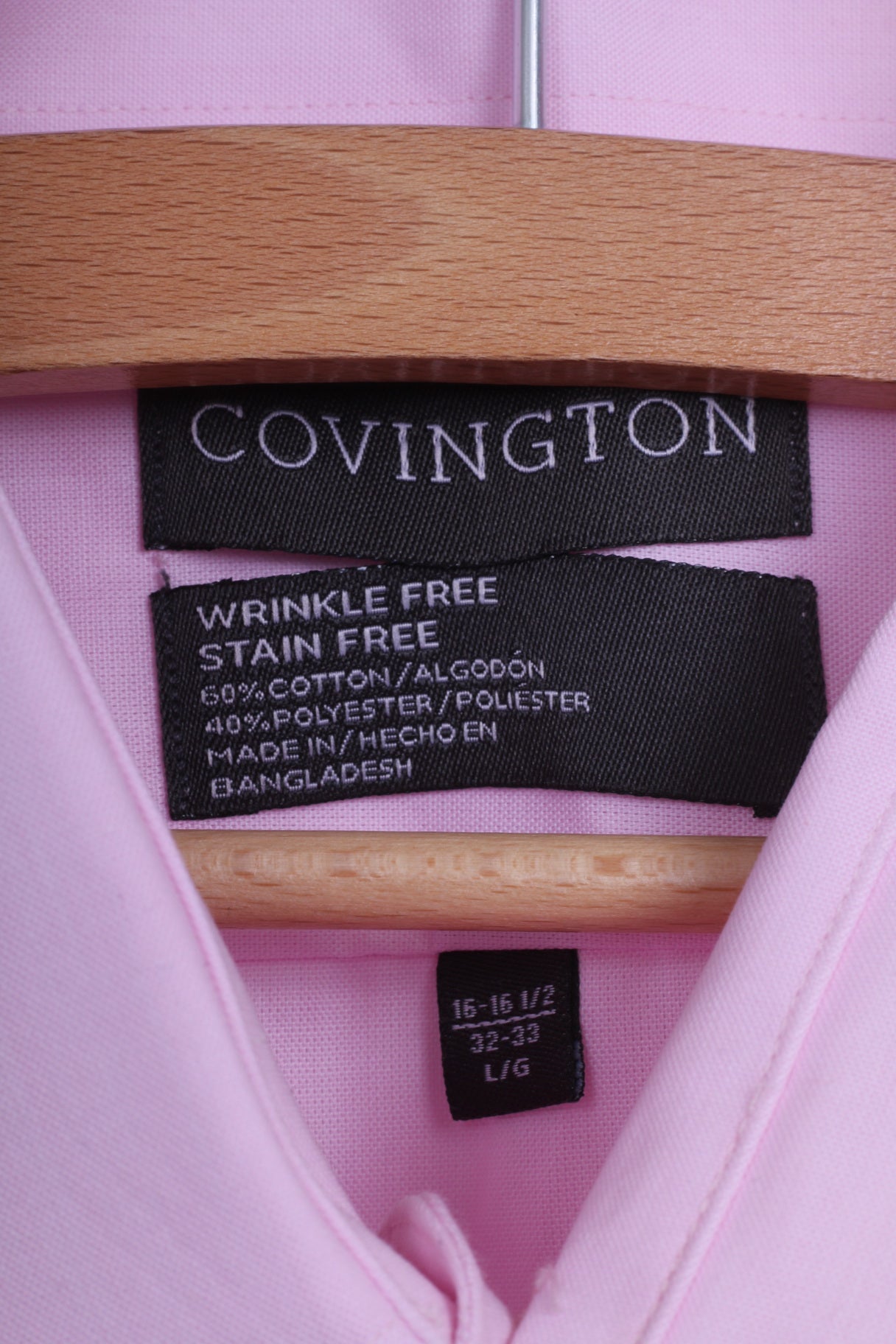 Nouveau Covington hommes L chemise décontractée rose coton coupe classique