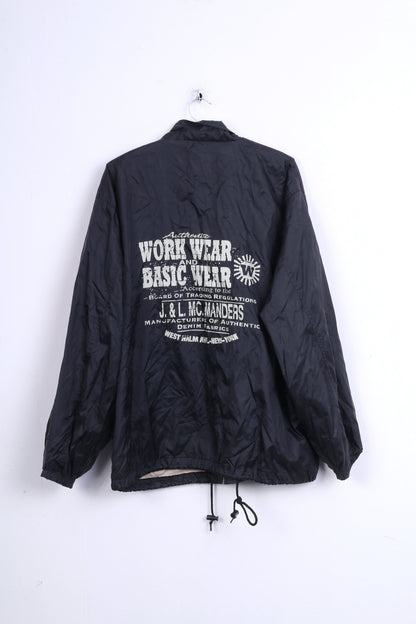 C&A Work Wear Mens L Jacket Black Nylon Waterproof Sport