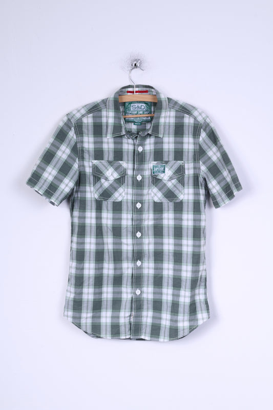 Superdry Mens M Casual Shirt Green Checkered Cotton Japan In Spirit