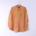 Johhy B Blue Mens L Casual Shirt Check Yellow Top Cotton Buttons Down Collar