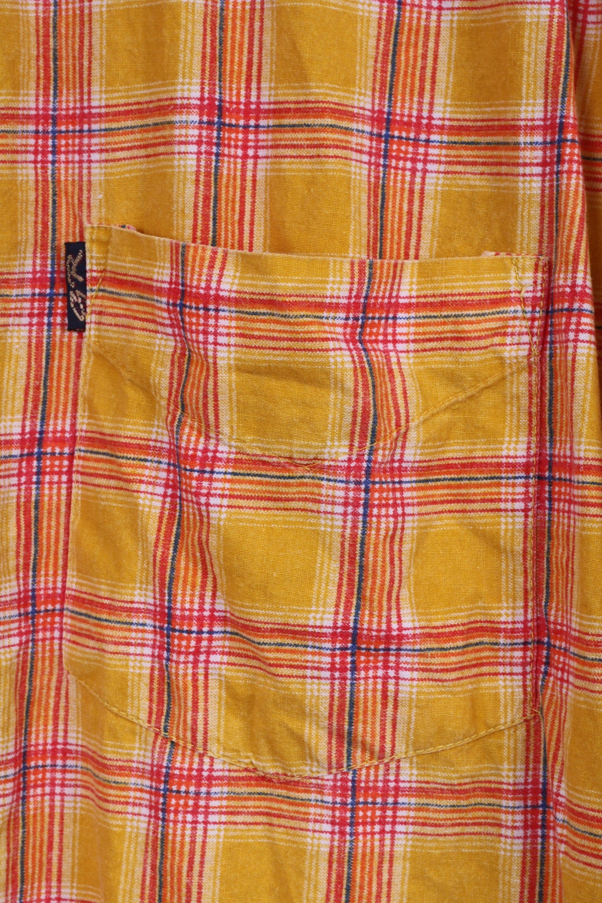 Johhy B Blue Chemise décontractée pour homme L à carreaux jaunes en coton avec col boutonné