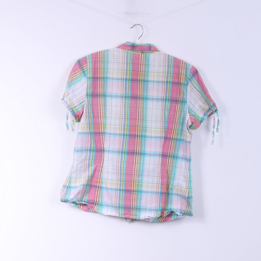 Lacoste Womens 42 M Casual Shirt Pink Check Cotton  Short Sleeve