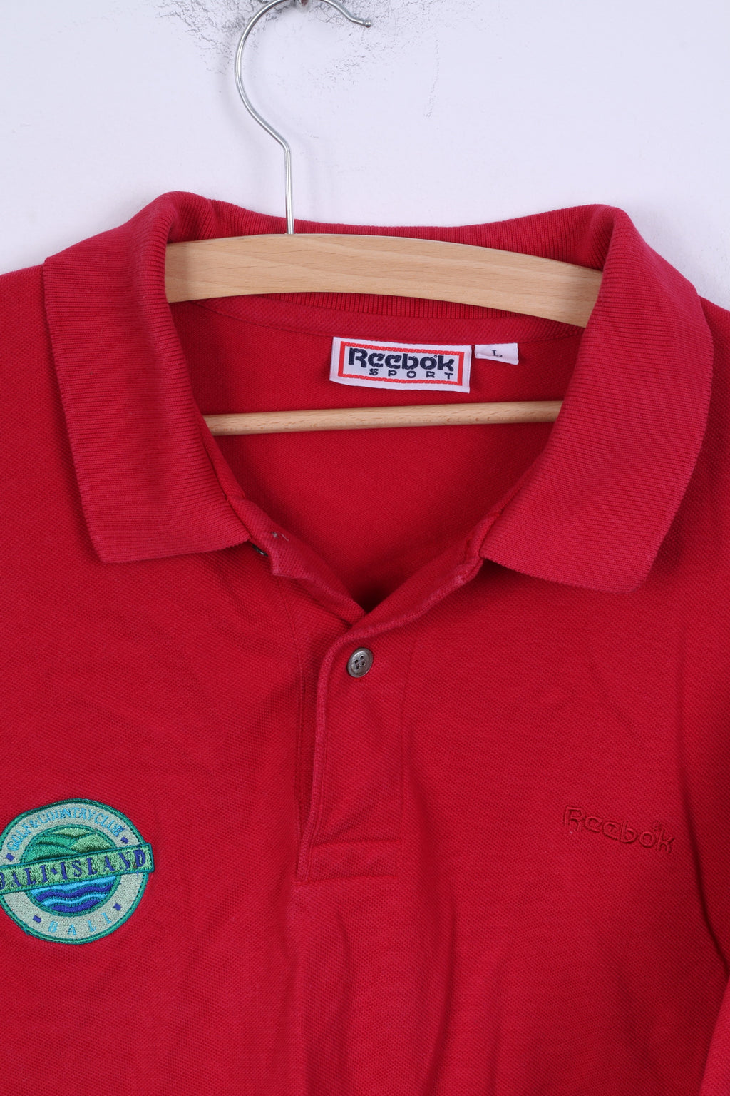 Reebok Polo L Homme Rouge Coton Bali Island Gilf Club