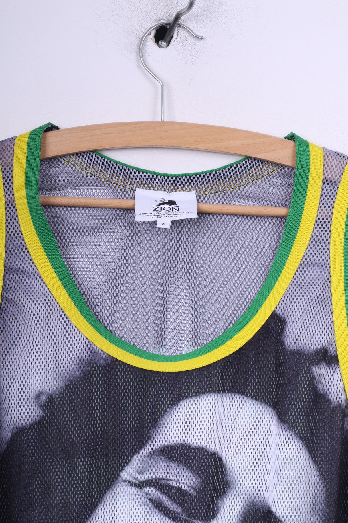 Atmosphere Zion Rootswear Bob Marley Womens 8 S Tank Top Graphic Vest Mesh Black Jammin #45